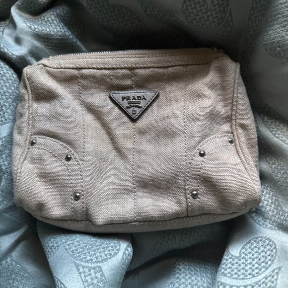 Prada Studded Canapa  Pouch - Picture 2 of 15